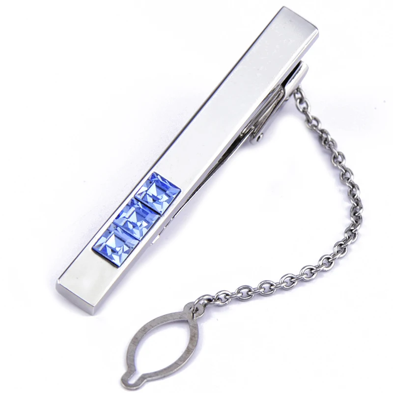 Высококачественный классический мужской зажим для галстука на цепочке с гравировкой без логотипа на заказ