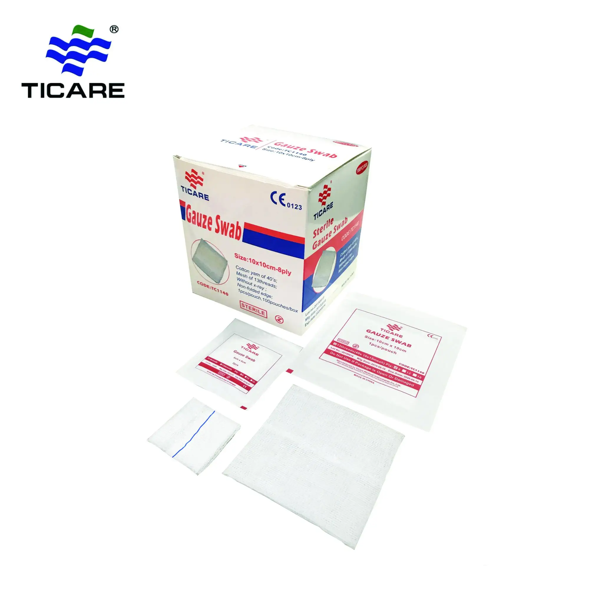 Стерильные Медицинские Ватные тампоны Ticare 12 шт./стерильные ватные 4x4 8-слойная марля 10 см x
