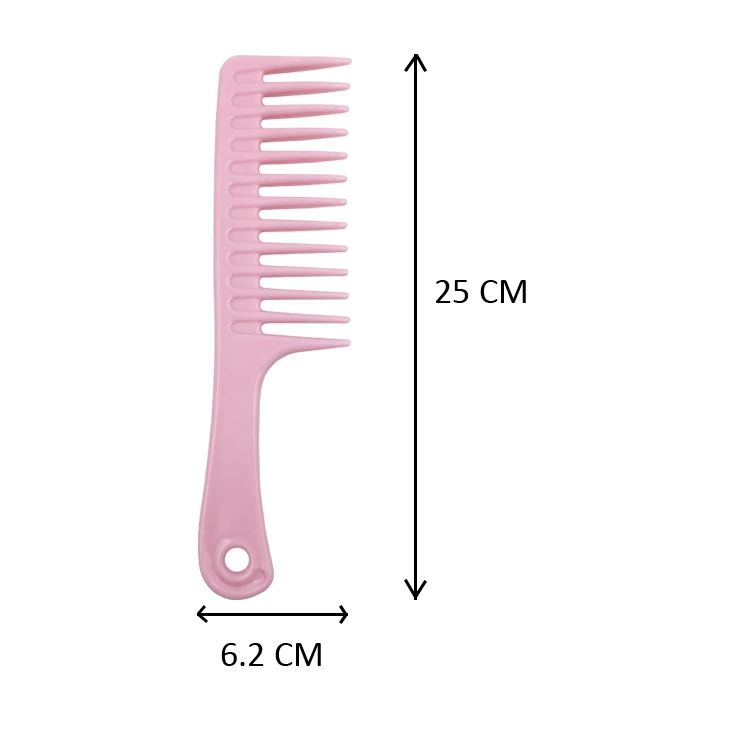 Lovely Pink Color Large Plastic Hair Rake Wide Tooth Comb