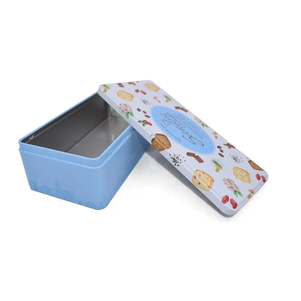 Custom Big Long Cookies Biscuit Rectangle Metal Gift Tin Box For Sale