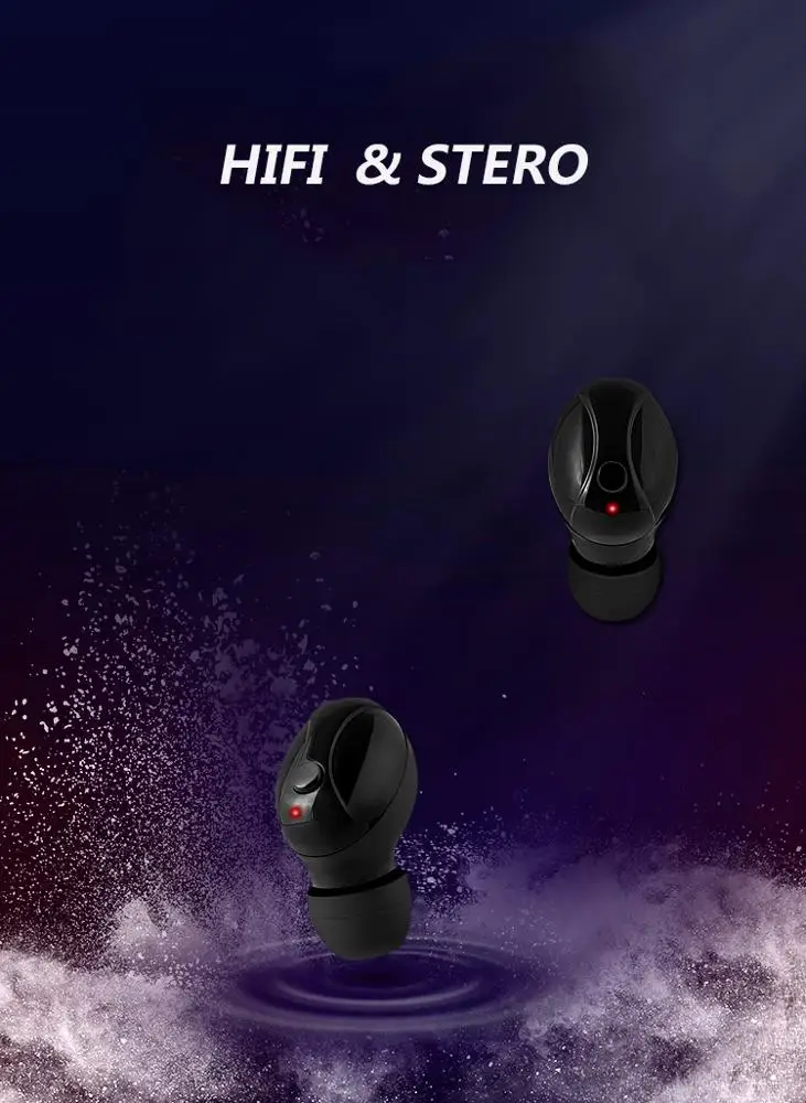 Auto Pairing Handsfree Headphones Mini TWS BT 5.0 Stereo in-Ear True Wireless Earphone with Mic for Android/iPhone