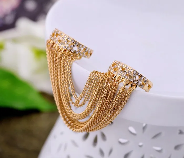 
 2018 новые стильные девушки 18k золотое покрытие двойное кольцо с кольцом для ключей брелок  