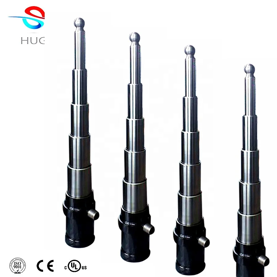 Hydraulic telescopic cylinder with ball head type used for tipper trailer