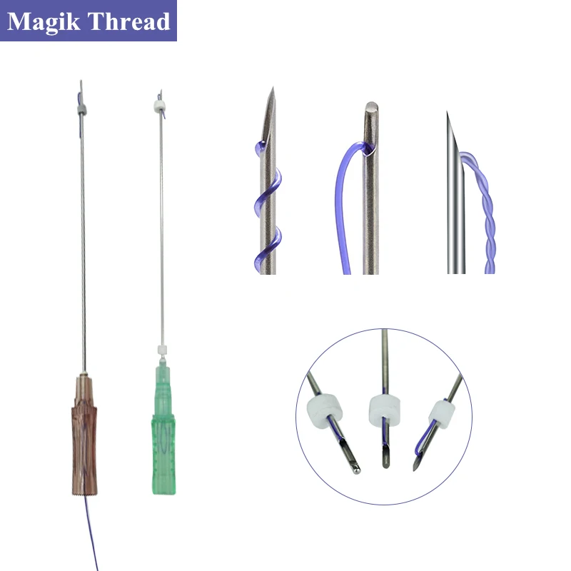 pdo thread with face lifting blunt and sharp cannula kit
