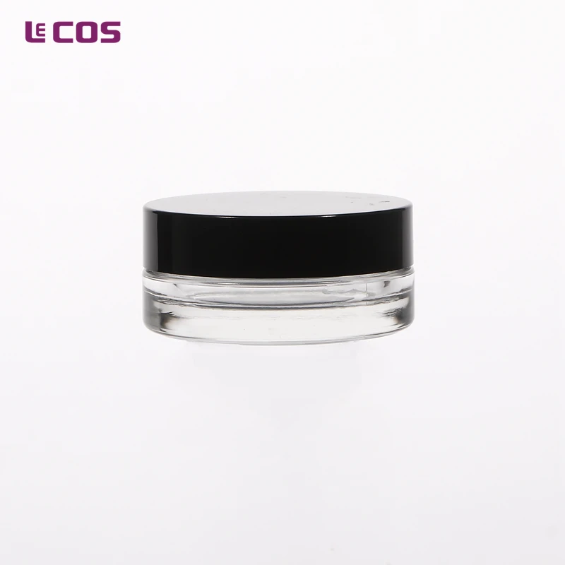 High Quality Wide Mouth Low Profile 15 Gram /0.5 OZ  Cosmetics Glass Airtight Jar Packaging Screen Printing Facial Cream