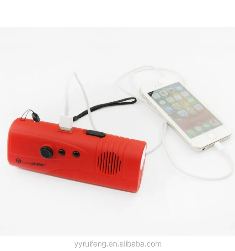 multi-functional emergency indoor outdoor hand crank dynamo LED Flashlight radio FM  Radio camping light