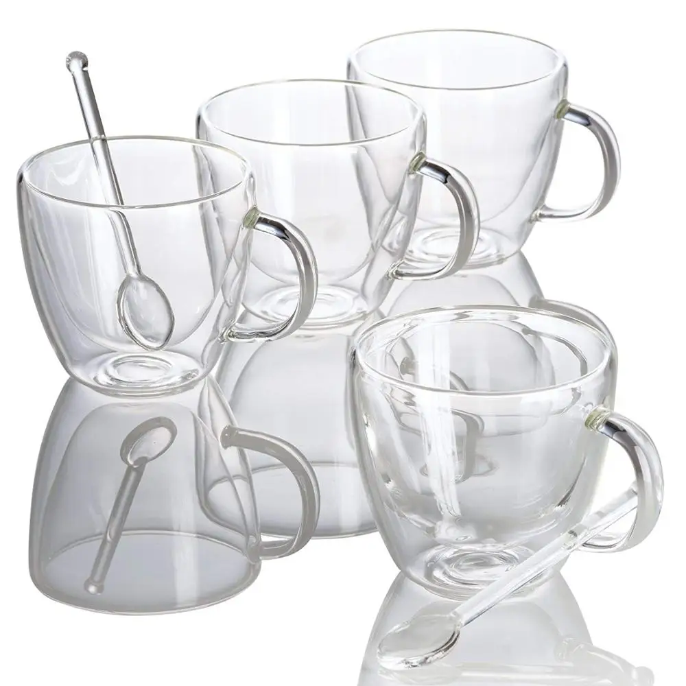 hot sale heat insulated double wall espresso glass coffee cup set