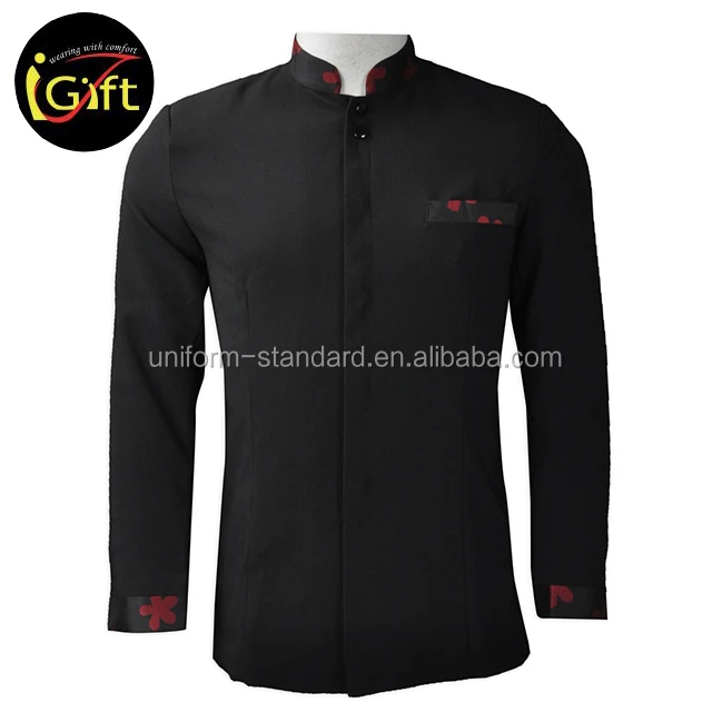 Customized logo long sleeve design hotel receptionist uniform hotel staff uniform