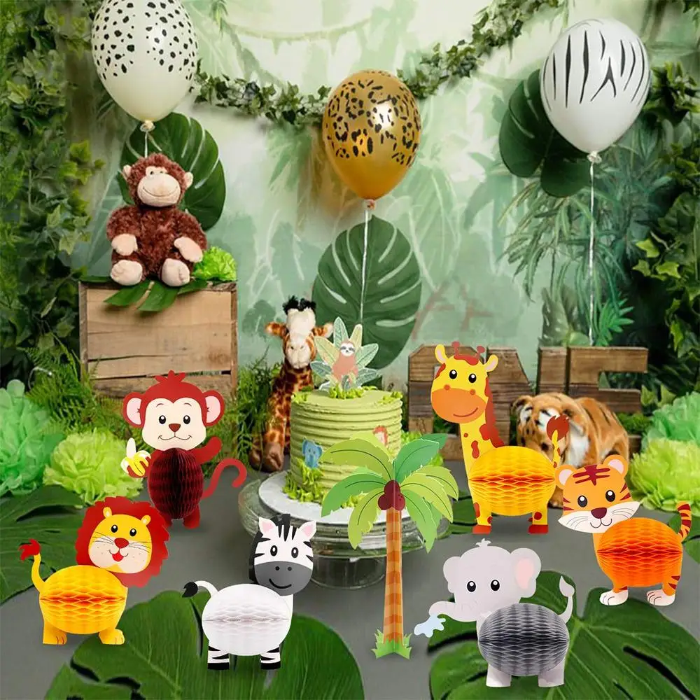 jungle Animal Safari party supplies Honeycomb Centerpieces 3D Table Decorations,birthday Decorations Set Baby Shower Party theme