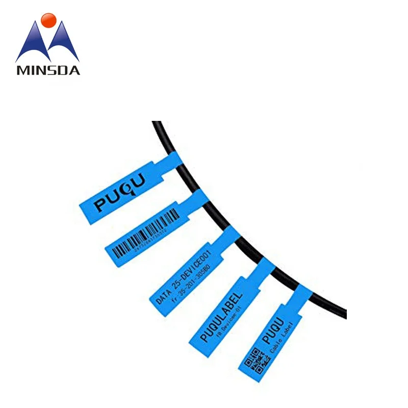 Minsda A4 Size Strong Adhesive Plastic Vinyl  Network Cable Marking Tags Cable Label