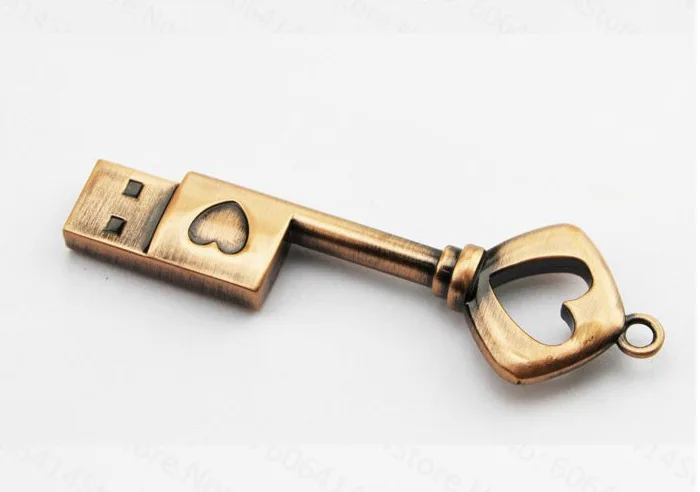 100% Real 4 ГБ 8 ГБ 16 ГБ 32 ГБ 64 ГБ Pen drive USB Флэш-Накопитель Металл флешки memory Stick Чистый Ключ usb Медь Сердце Подарок