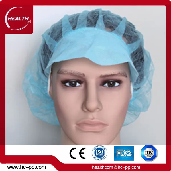 
Disposable snood cap made of pp nonwoven, with peak and hairnet, protector hood 