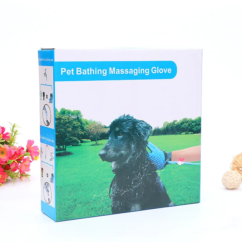 
2 in 1 dog cleaning washing bath silicone pet brush pet grooming glove 