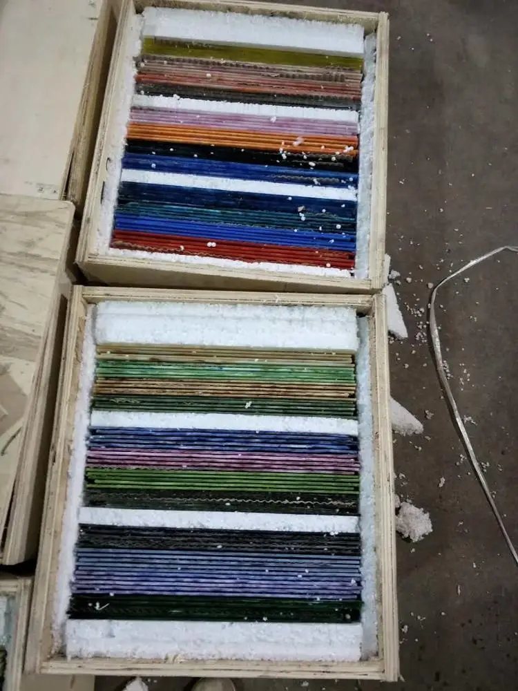 Высокое качество оптовой цветного стекла листы художественная текстура