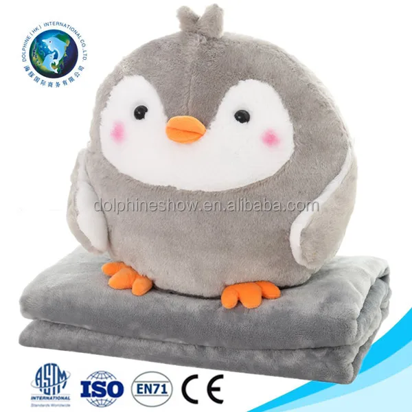 
Stuffed Plush Animal Pillow Blanket For Kids Cheap Custom Soft Plush Yellow Chick 2 in 1 Pillow Coral Fleece Baby Blanket 