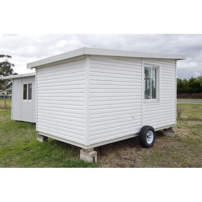 Portable mobile trailer container house with PVC external wall plate