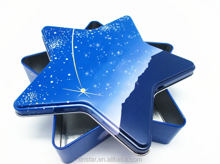 Food grade star shape christmas cookies gift tin box for packaging