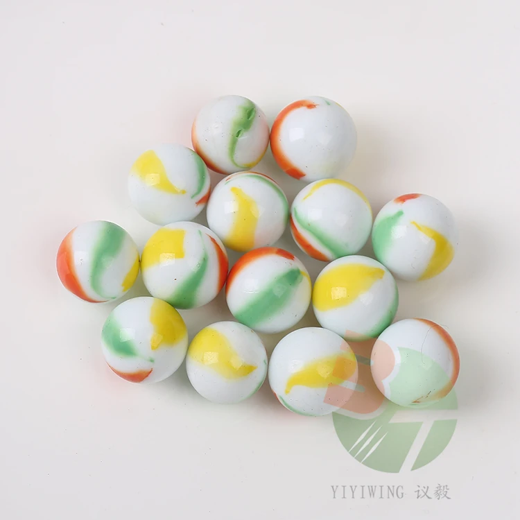 100pcs 16mm  white ceramics  green flower colour solid glass balls  1.6cm cheap wholesale hot sale marble ball Children toys