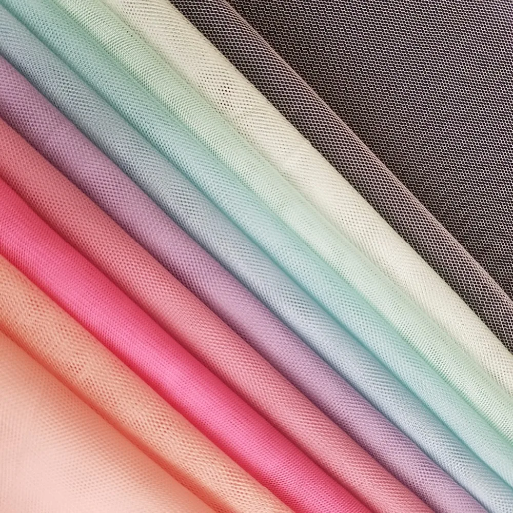 Hexagonal net polyester mosquito mesh fabric with many colors in stock for dress
