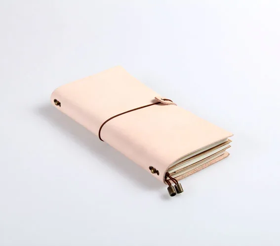 Natural color veg tanned genuine leather notebook with 3 booklets, portable commercial journal for business factory price