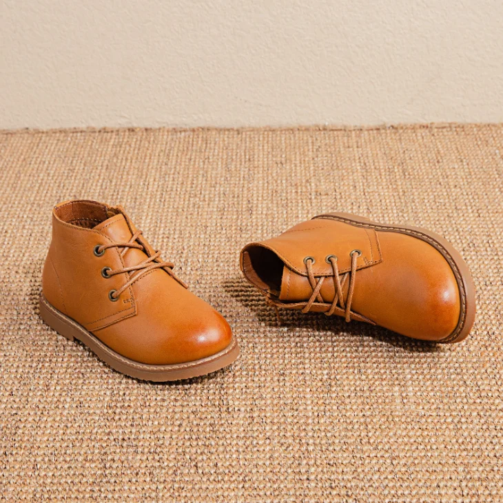 
YY10328S 2019 Genuine leather lace up and zipper children black boys girl boots shoes 