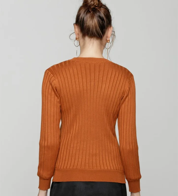 Round Neck Rib Knit Sweater, Lady Winter Sweater Made by Sweater Manufacturers