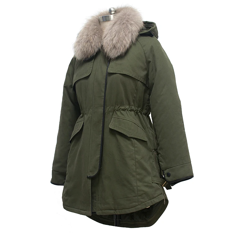 
2020 Winter Women Military Waterproof Faux Fur Hooded Parka Coat 