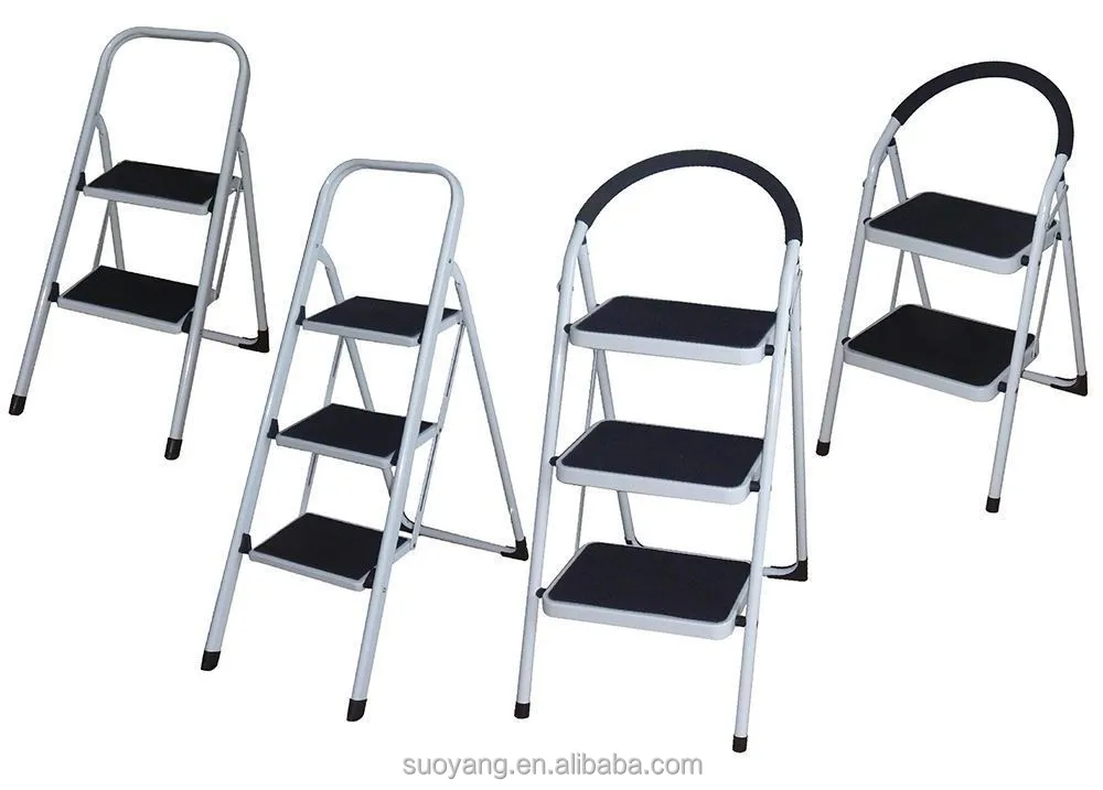 2022 new design compact foldaway 3 stool double side step ladder with handle