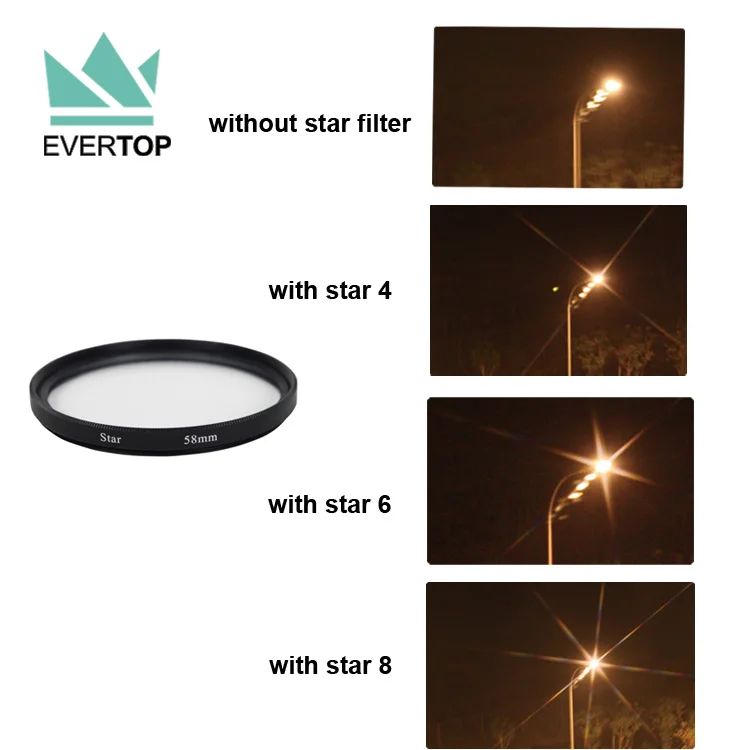 Special Effect Lens Camera Star Filter 4,6,8 point 4 Points Soft Focus Revolving Star Filter + 6 Points  + 8 Points Star Filter