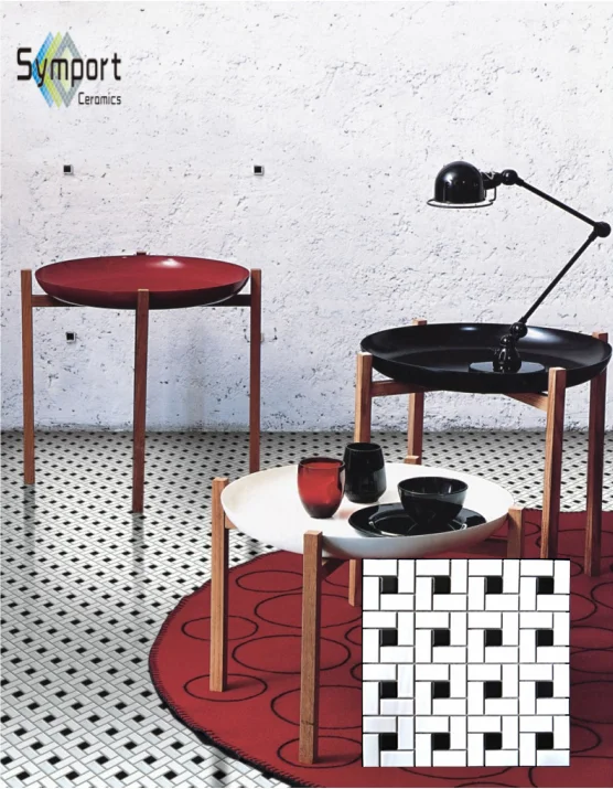 
XTB-004 Foshan Living Room Black And White Mosaic Floor And Wall Tile 