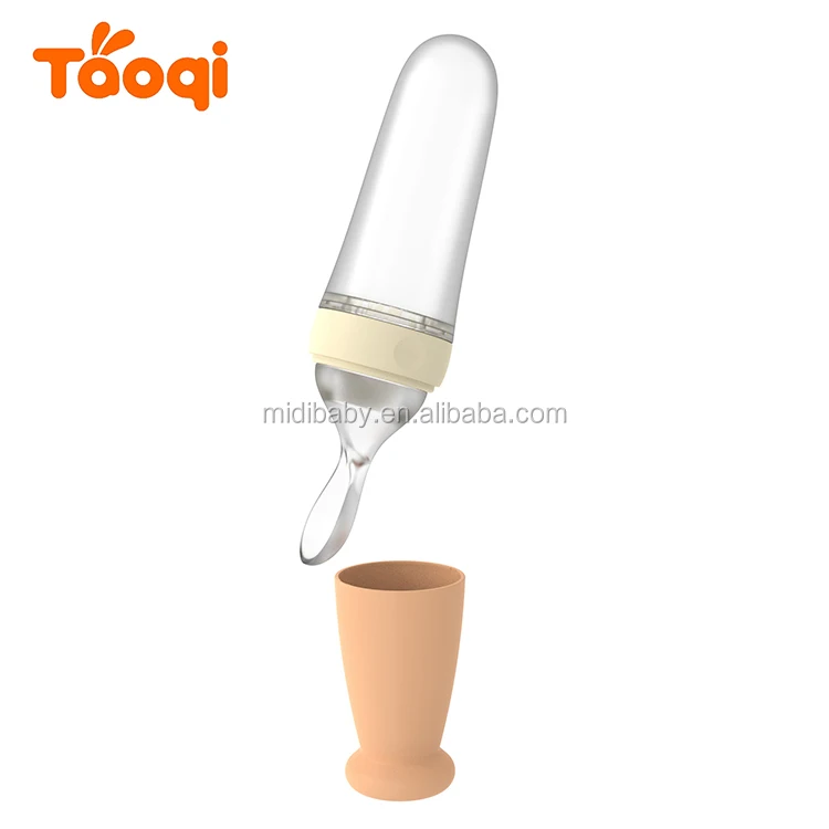 100% Food Grade Silicone Feeding Tool Baby Feeder Baby Bottle With Spoon