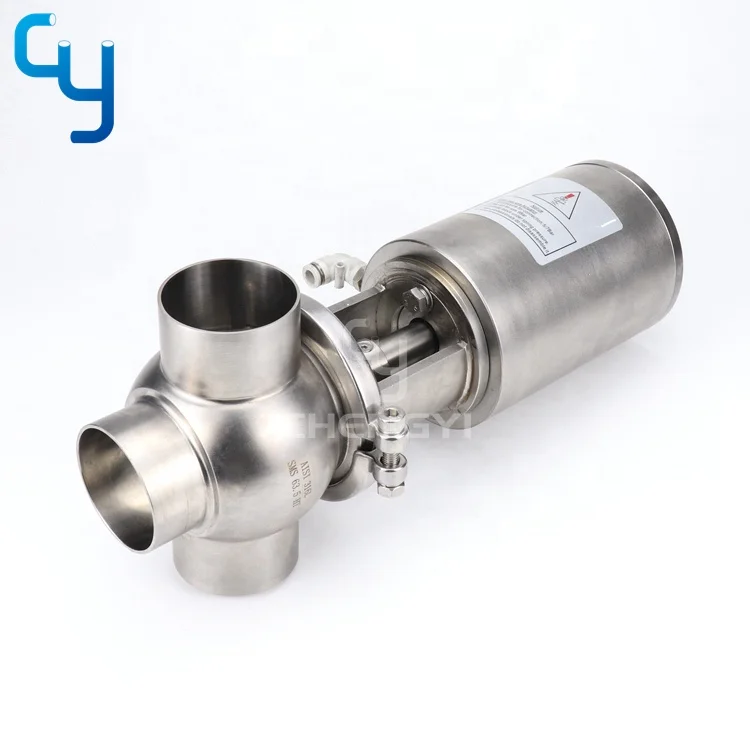 Sanitary stainless steel 316L 304 T type pneumatic divert seat reversing valve