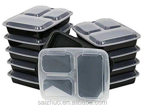disposable to go plastic bpa free meal prep 3 compartment food containers
