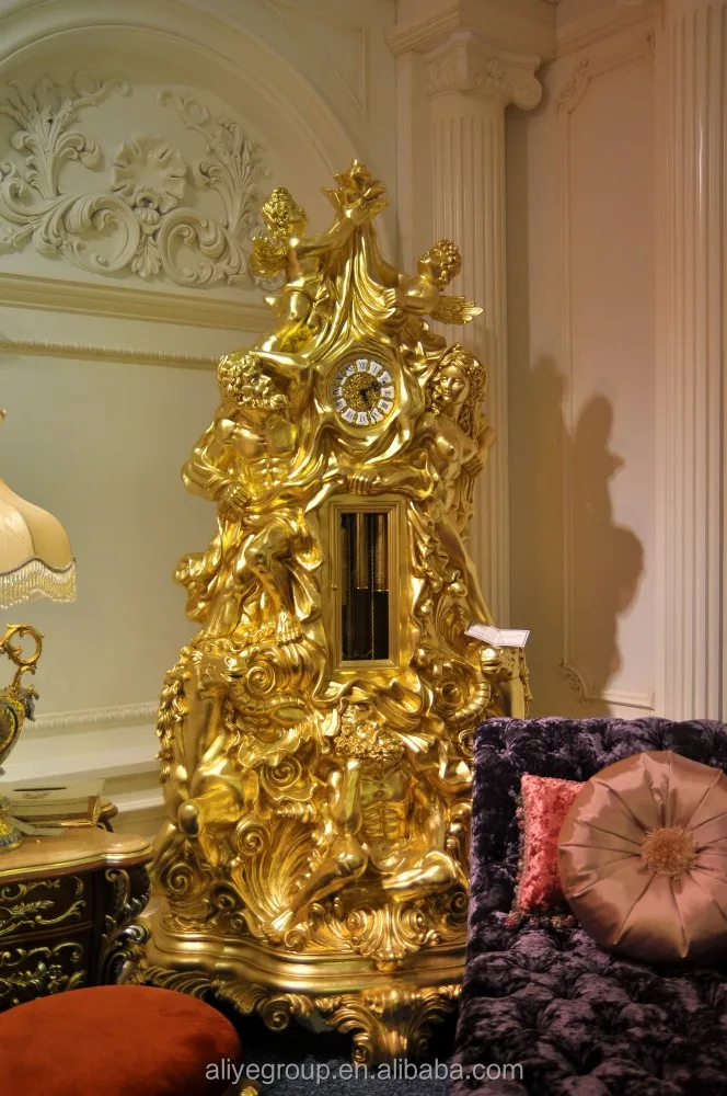 
AHS03-Antique 3 Meters Grandfather Clock, Luxury 24K Gold Copper Standing Clock 