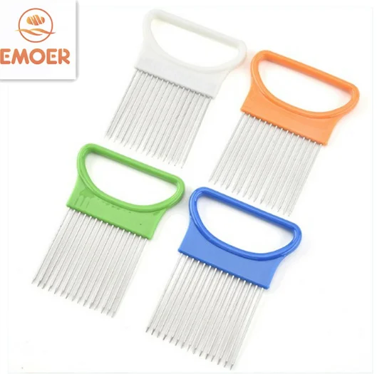 EMOER Onion Plug Stainless Steel Onion Needle Floss Needle Fruit and Vegetable Slice Holder