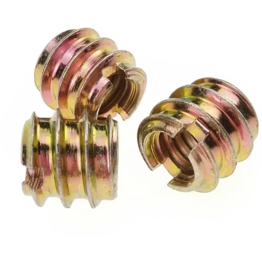 
M4 Yellow Galvanized Steel Slotted Insert Nuts for Furniture 