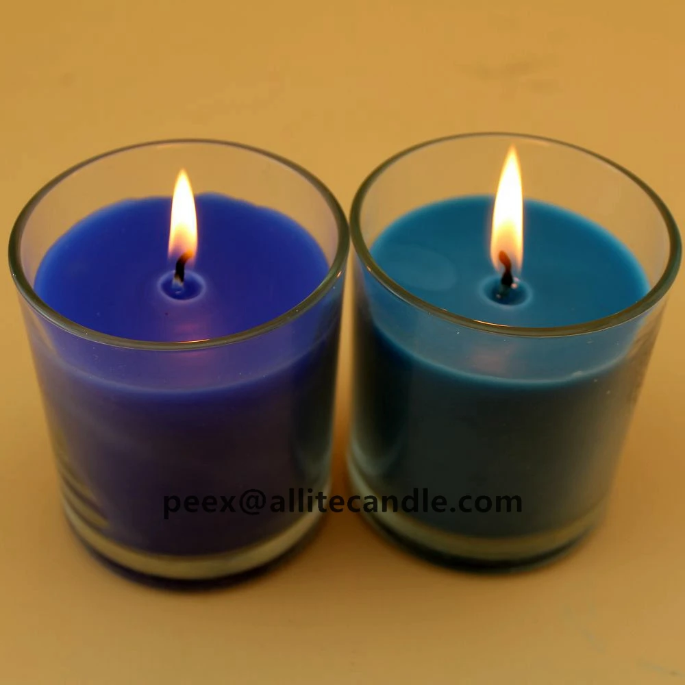 online wholesale scented candles blue white glass candle jar with beeswax AG3222