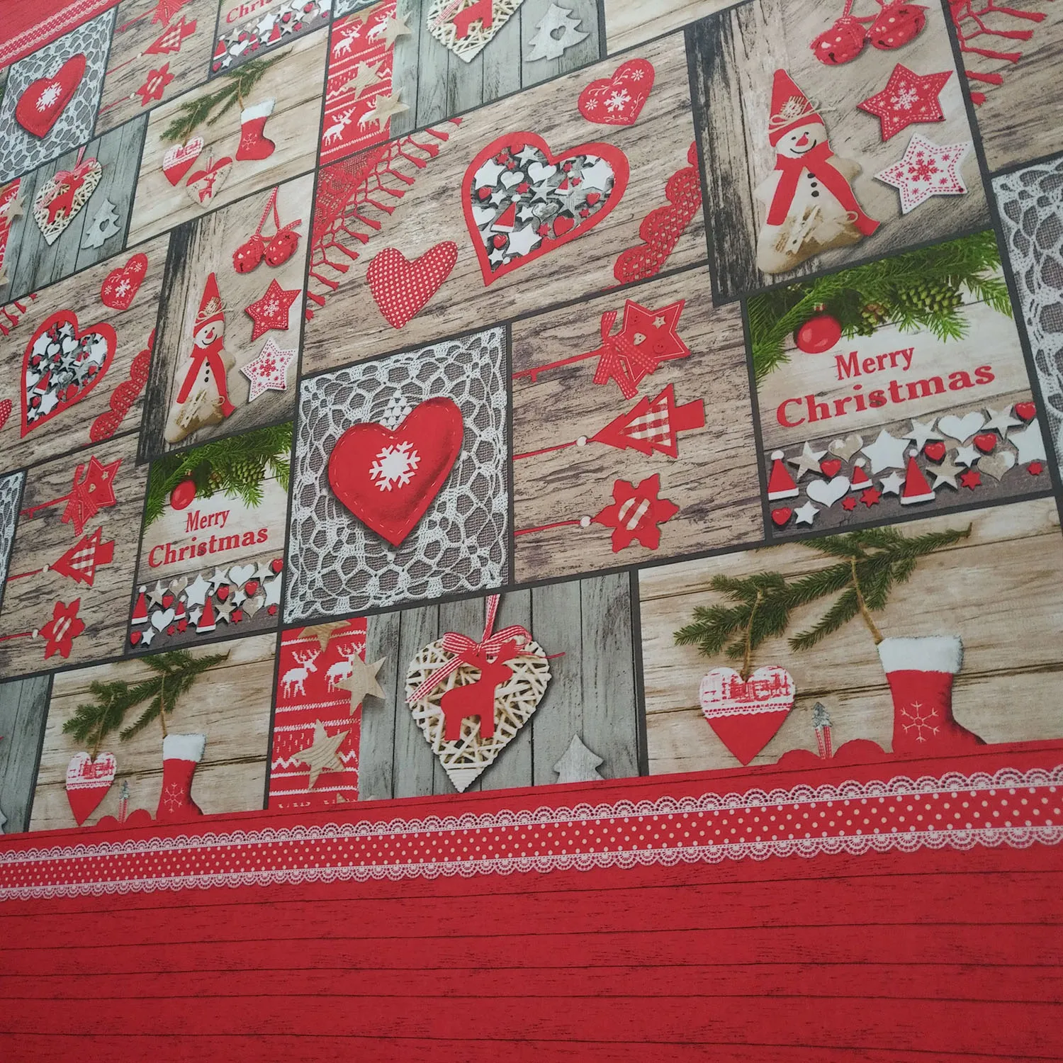 
Merry Christmas Poinsettia Scroll Printed Fabric Table cloth for Kitchen Dining Room Restaurant Party Decoration 