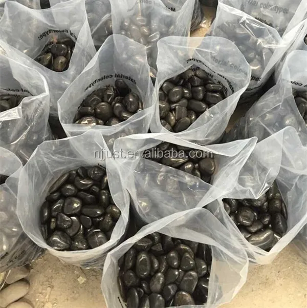 
Black polished river rocks for gardening 