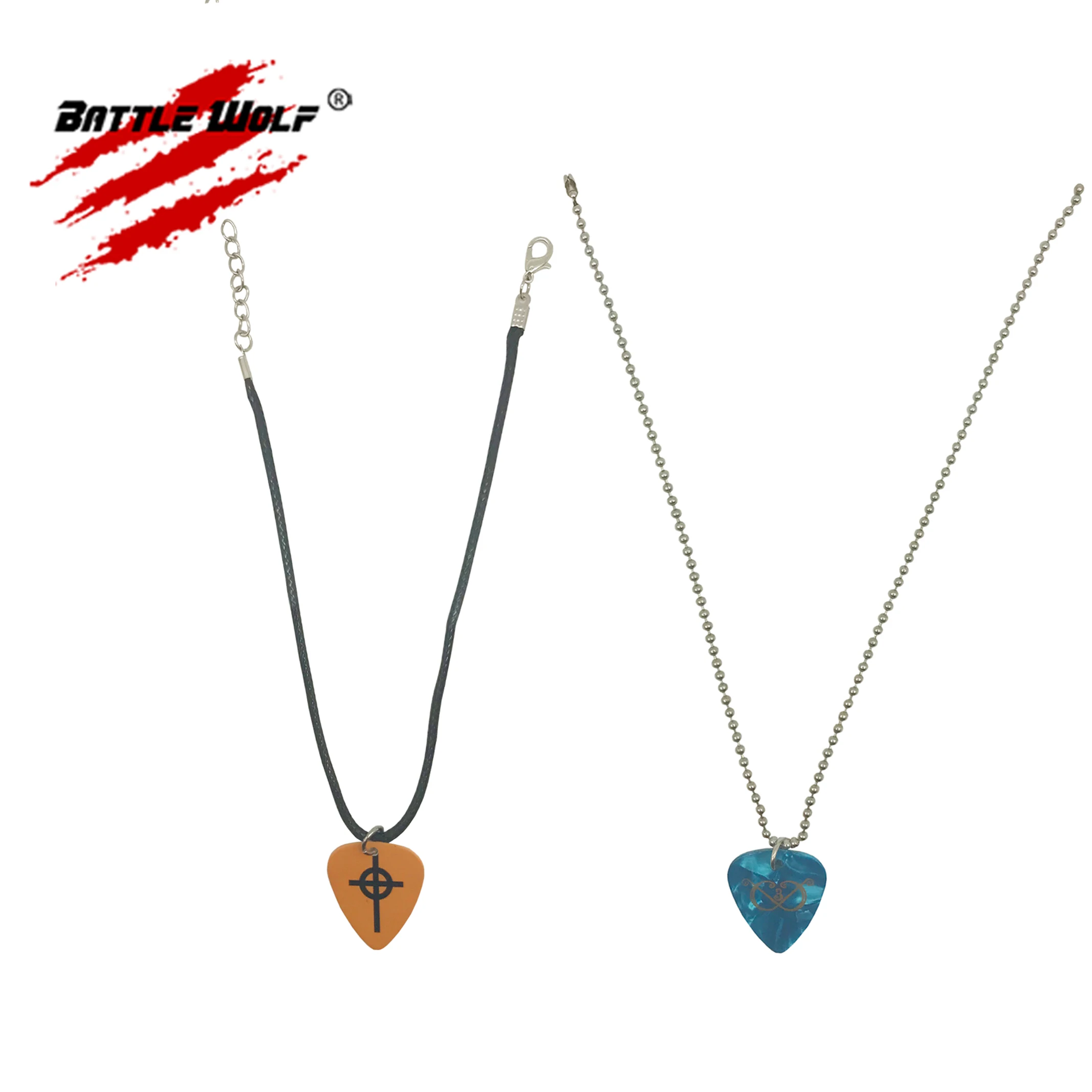 Colorful Custom Design Logo Guitar Pick Necklace Personalized