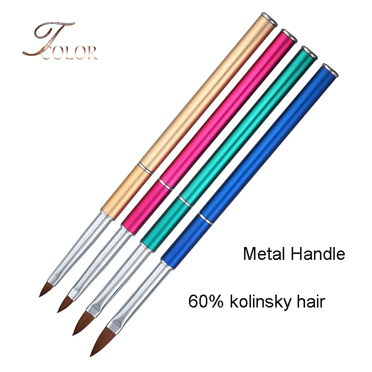 China Supplies Professional Nail Beauty Design Size 2 4 6 8 Kolinsky Acrylic Crystal 3D Nail Art Brush