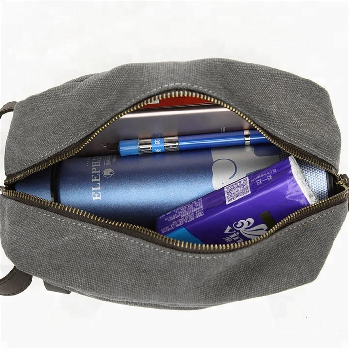 Top quality hot sale Custom Luxury Canvas Travel Cosmetic Bag for Makeup