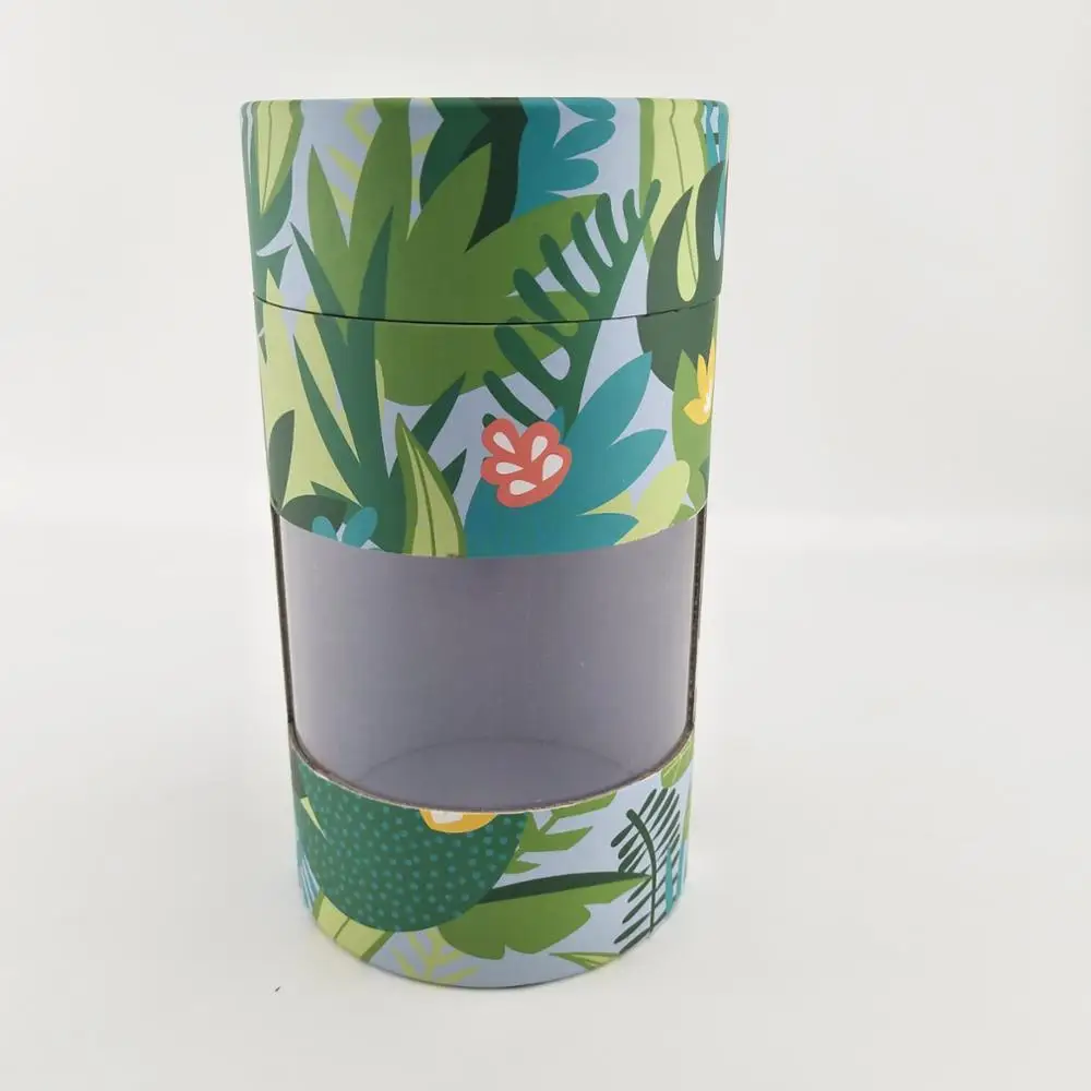Custom kraft paper tube/cardboard round box with clear window