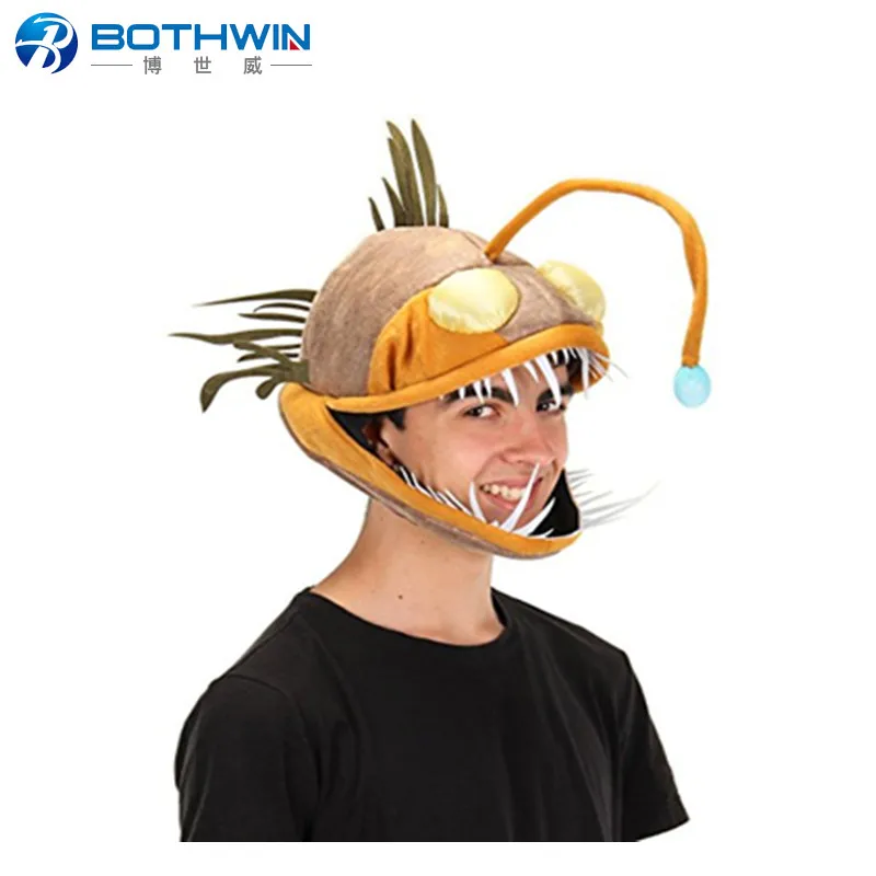 
Funny Monster Fish Soft Plush Toy Light-up Anglerfish Hat 