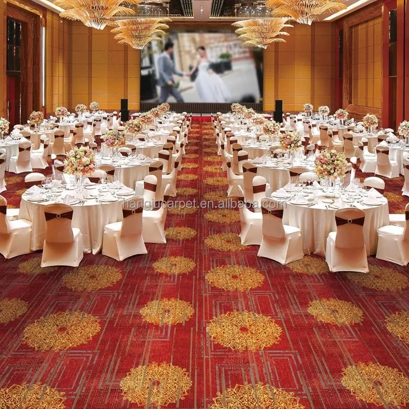 Hotel Nylon Printed Red Ballroom and Restaurant Stocks Carpet MH-1007