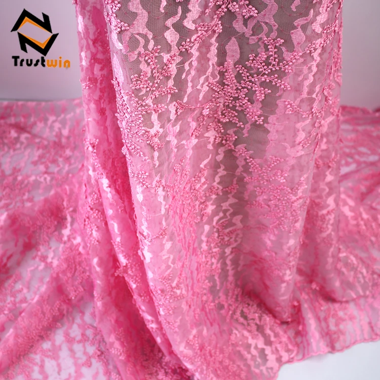 3d embroidery fabric pearls sequin beaded lace fabric