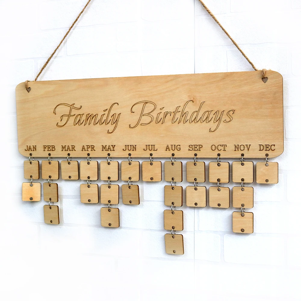 
DIY wood hanging Family Friends calendar Board Reminder Plaque Round Discs wall home decoration craft 