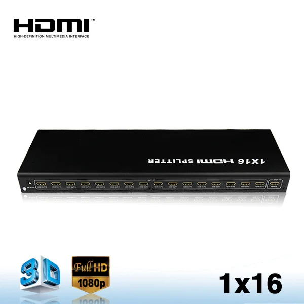 16-порт hdmi сплиттер к hdmi и компонентный 1x16 v1.3b hdcp 3d 1080p Hdmi splitter 1 в 16 распространения hdtv с заводской цене