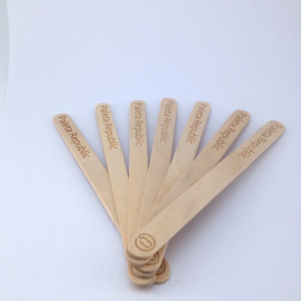 Laser Engraved Logo Beveled Edge Natual Birch Wood Popsicle Ice Cream Sticks
