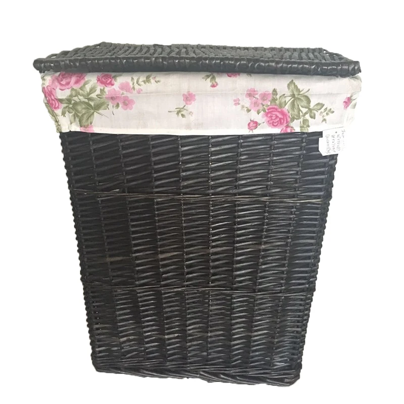 Wholesale Woven Wicker Laundry Basket With Lids Lining Handmade Sundries Clothes Set4 Bedroom